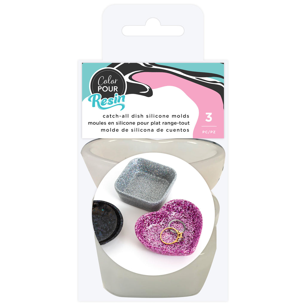 COLOR POUR RESIN - CATCH ALL DISH - SQUARE, CIRCLE AND HEART (3 PIECE)